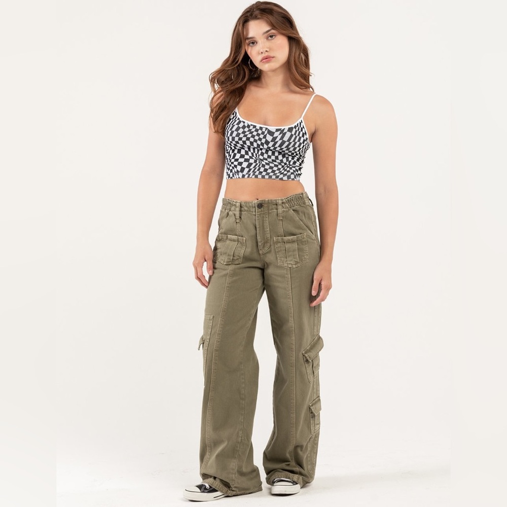 Low Rise Denim Pants - Olive Green - NWT